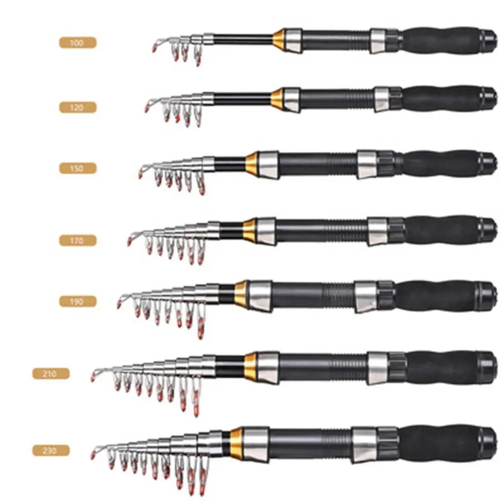 Quality 1.0m 1.2m 1.5m 1.7m 1.9m 2.1m 2.3m Spinning Sea Pole Carbon Fiber Retractable Telescopic fishing rod Pen Pole
