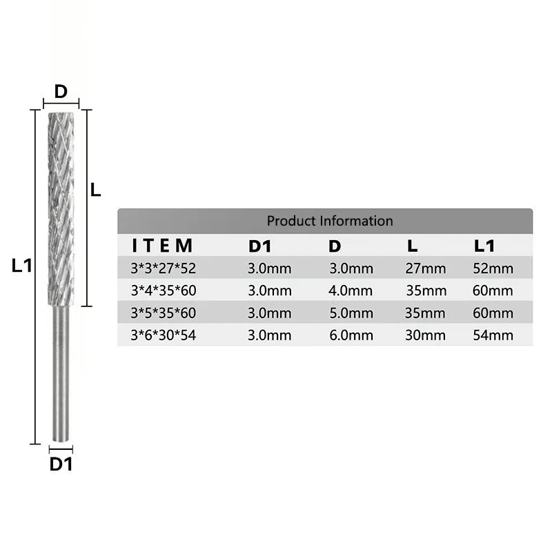 XCAN 3mm Shank Rotary Burr Drill Bit 3/4/5/6mm Double Cut HSS Rotary File For Engraving Cutter Grinding Tools Woodworking Tool