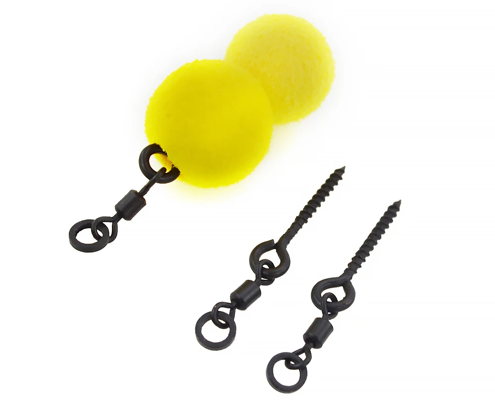 20pcs Carp Fishing Boilie Screw with Ring Swivel D-Rig Chod Rig Terminal Tackle