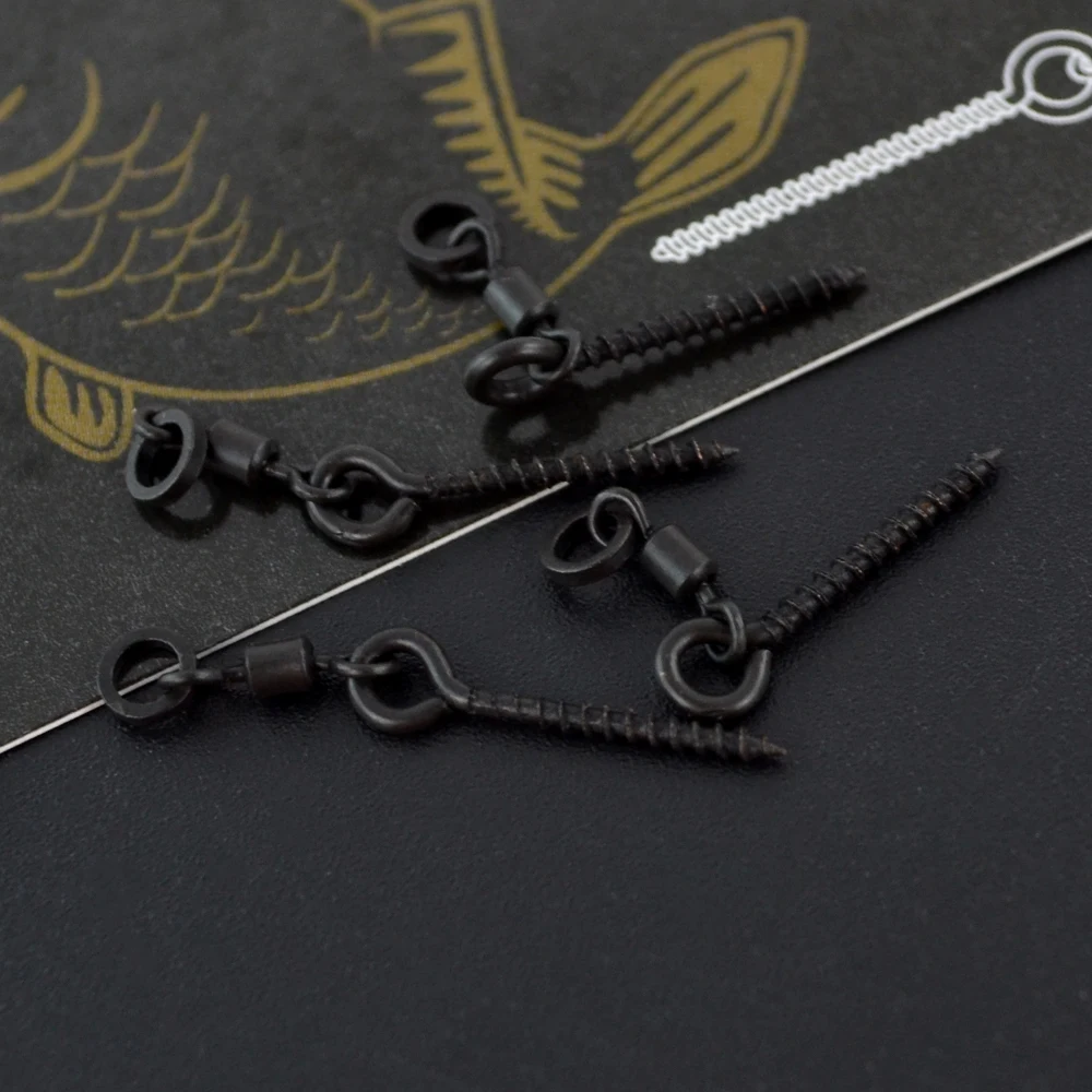 20pcs Carp Fishing Boilie Screw with Ring Swivel D-Rig Chod Rig Terminal Tackle
