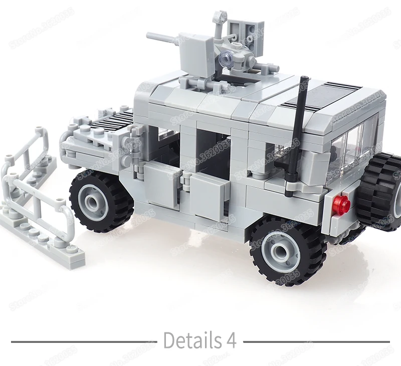 Military US Hummer Battlefield Car Building Block Assemble Figures WW2 Weapons Armed Vehicle Model Child Christmas Gift Boy Toys