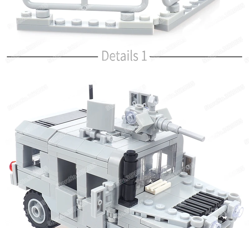 Military US Hummer Battlefield Car Building Block Assemble Figures WW2 Weapons Armed Vehicle Model Child Christmas Gift Boy Toys
