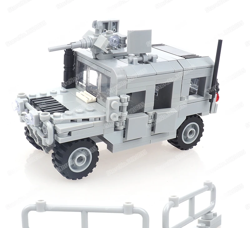 Military US Hummer Battlefield Car Building Block Assemble Figures WW2 Weapons Armed Vehicle Model Child Christmas Gift Boy Toys