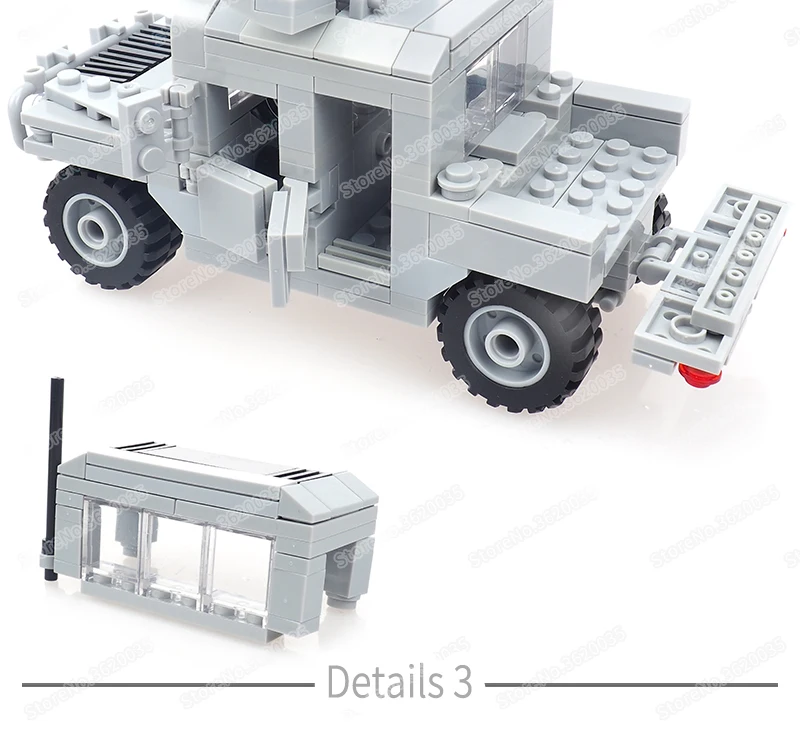 Military US Hummer Battlefield Car Building Block Assemble Figures WW2 Weapons Armed Vehicle Model Child Christmas Gift Boy Toys
