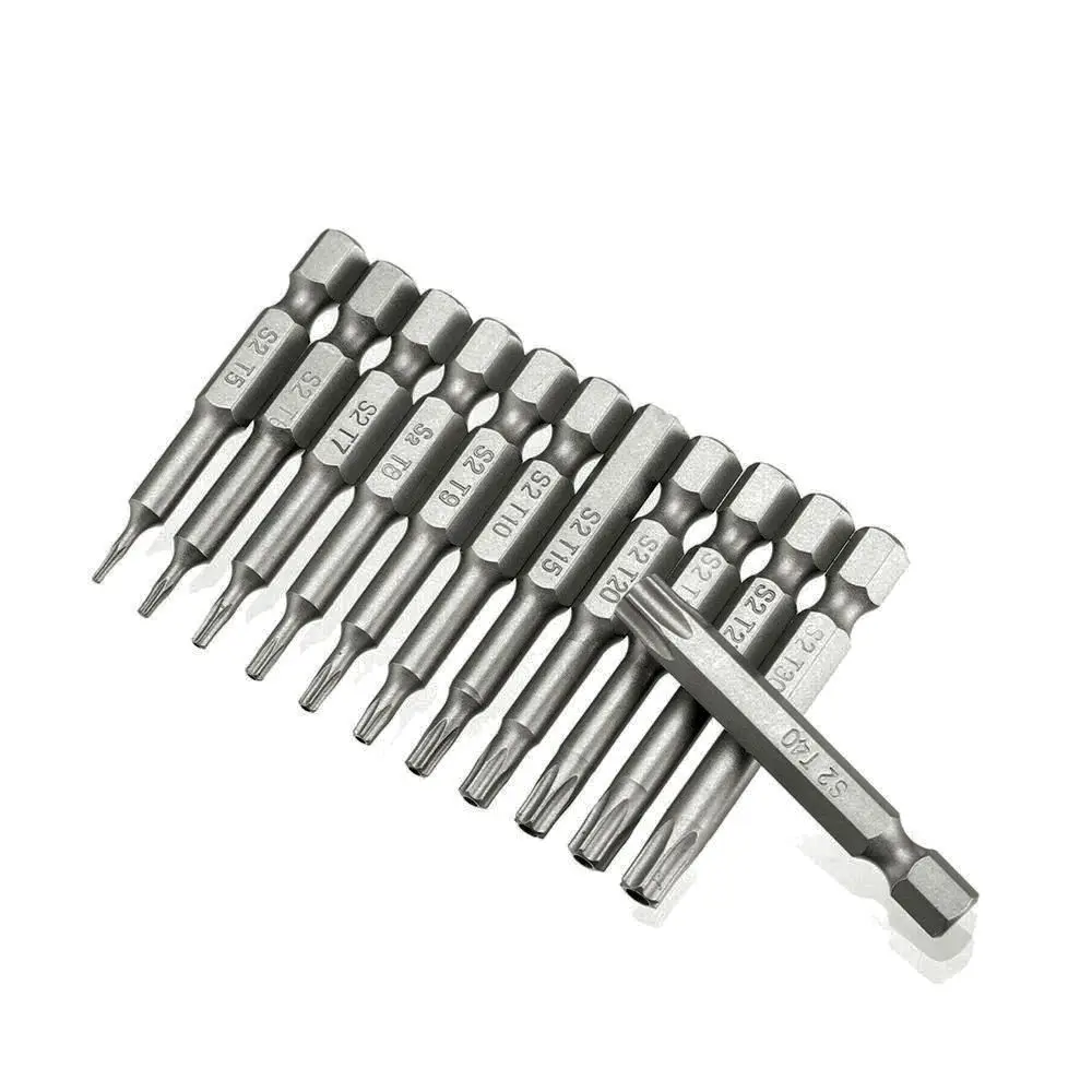 T5 T6 T7 T8 T9 T10 T15 T20 T25 T27 T30 T40 Torx Screwdriver Bit Set Hex Security Magnetic Head 1/4" Hex Shank Drill Bits