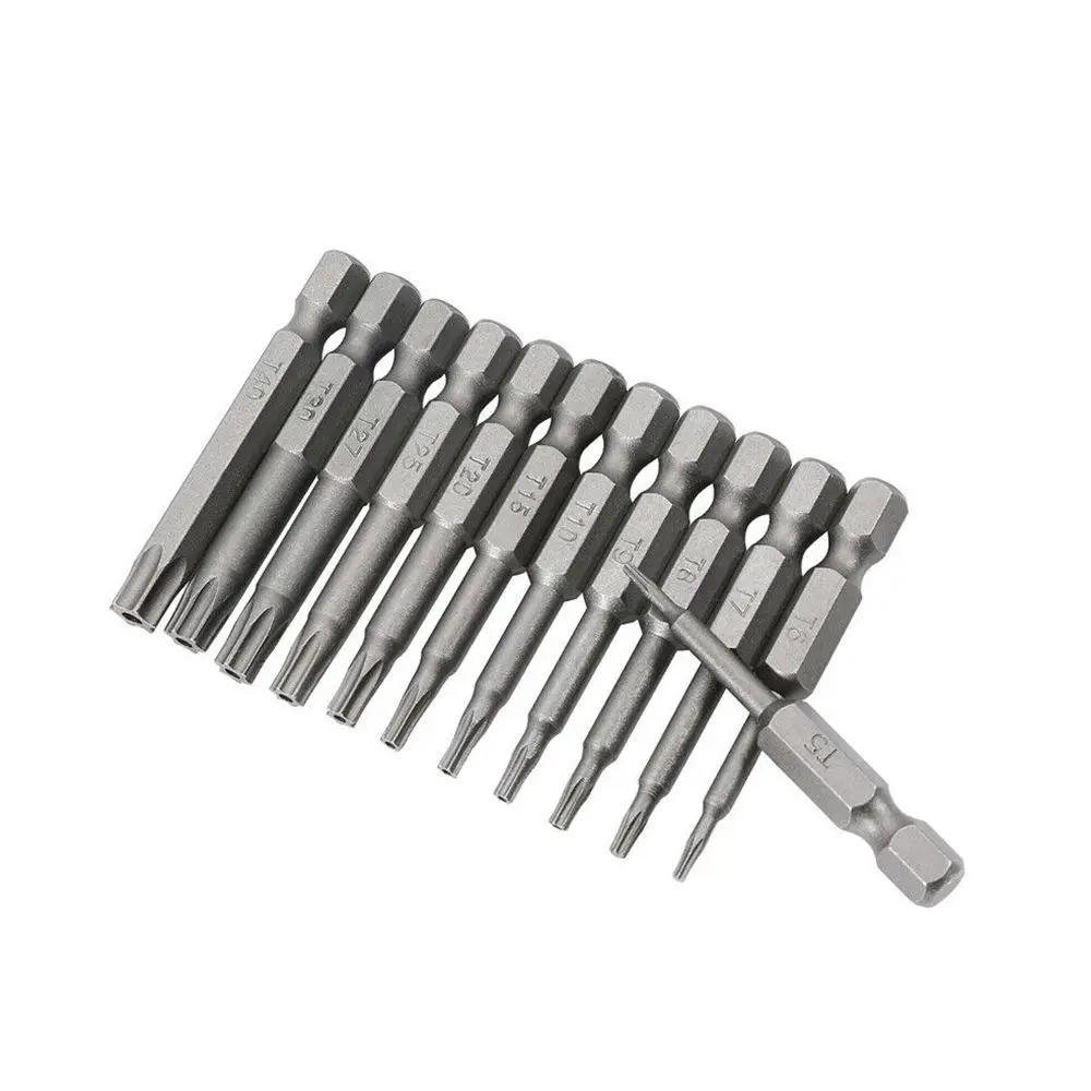 T5 T6 T7 T8 T9 T10 T15 T20 T25 T27 T30 T40 Torx Screwdriver Bit Set Hex Security Magnetic Head 1/4" Hex Shank Drill Bits