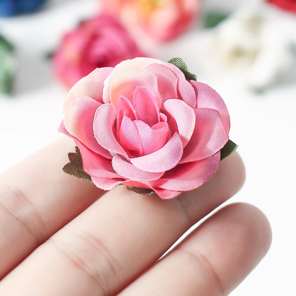 Bulk Mini Silk Roses Artificial Flower Heads Wedding Decoration Home Room Decor Garden Party DIY Christmas Garland Accessories