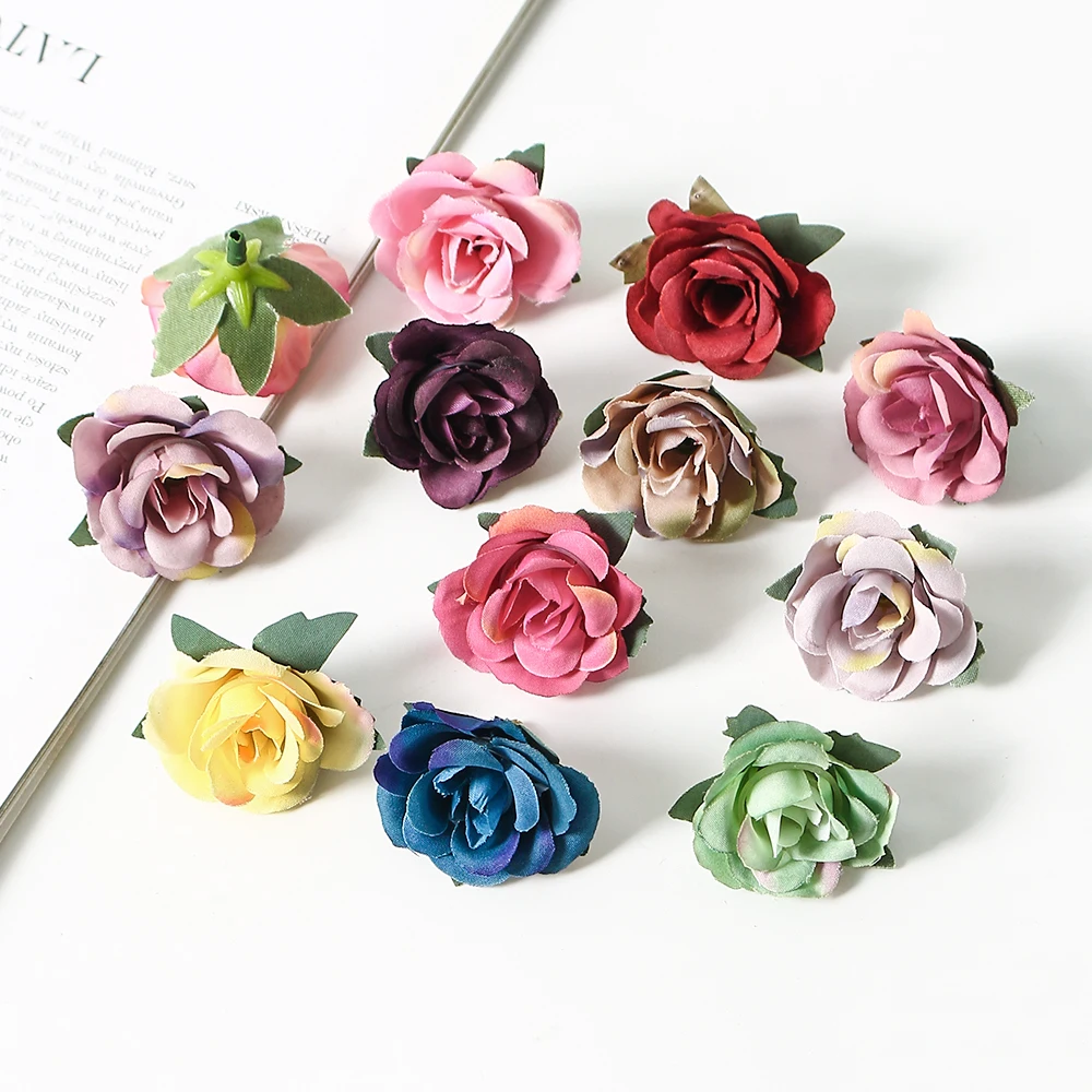 Bulk Mini Silk Roses Artificial Flower Heads Wedding Decoration Home Room Decor Garden Party DIY Christmas Garland Accessories