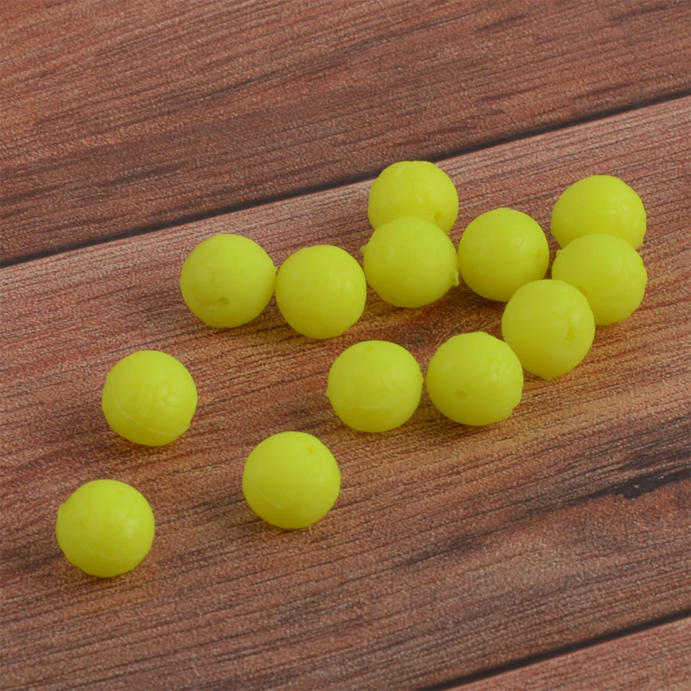 30Pcs Soft Rubber Fishing Beads Stopper Orange/Yellow Round Rig Beads Fishing Bait Eggs for Carp Fishing Accessories Tackle