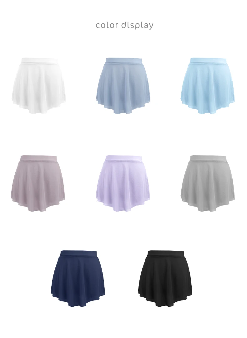 Women Ballet Skirts Dance Short Skirts High Slit skirt Ballerina Adult Teen Ballet Dancing Dress Soft Mesh Elastic Skirt