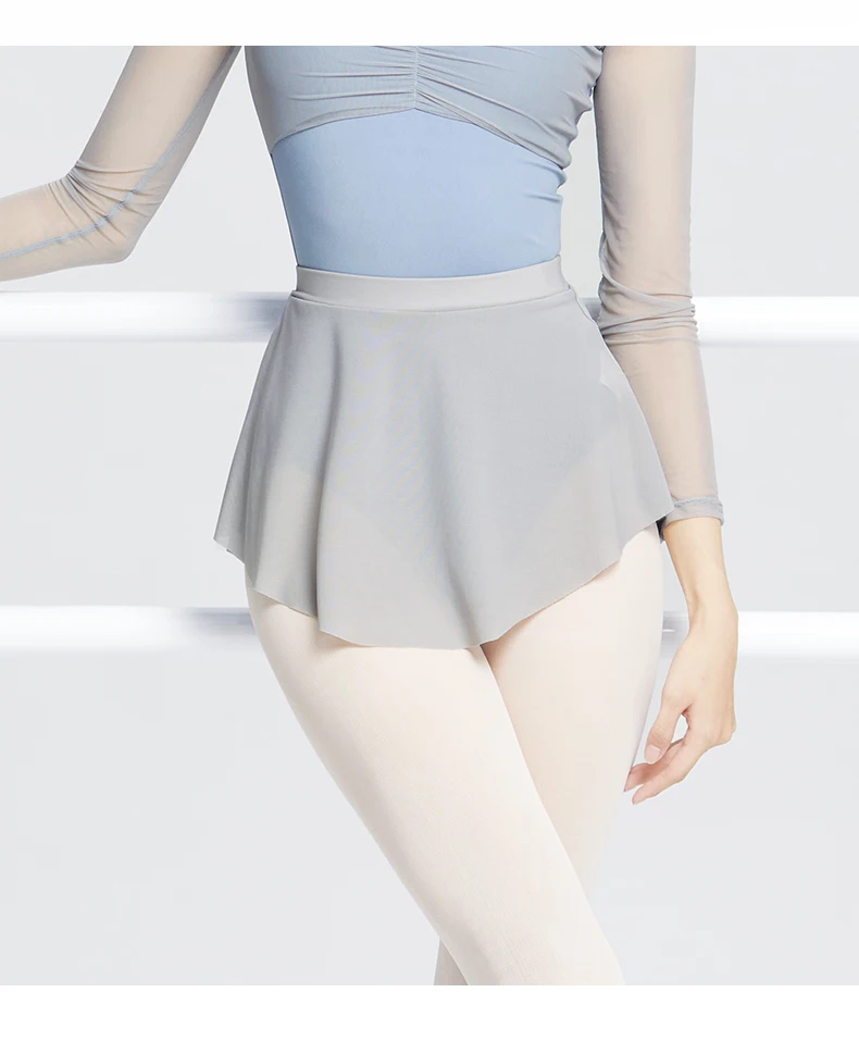 Women Ballet Skirts Dance Short Skirts High Slit skirt Ballerina Adult Teen Ballet Dancing Dress Soft Mesh Elastic Skirt