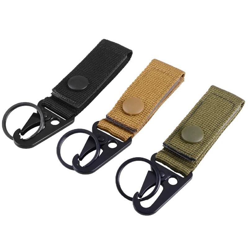 Tactical Keychain Molle Key Holder Nylon Molle Webbing Backpack Hanging Keychain Hook with Metal Snap Key Ring Holder