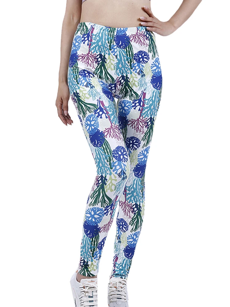 CUHAKCI Fashion Women Leggings Beautiful Leaf Floral Printing High Waist Jeggings Stretch Pant Sexy Hot Sale Clothing Mujer