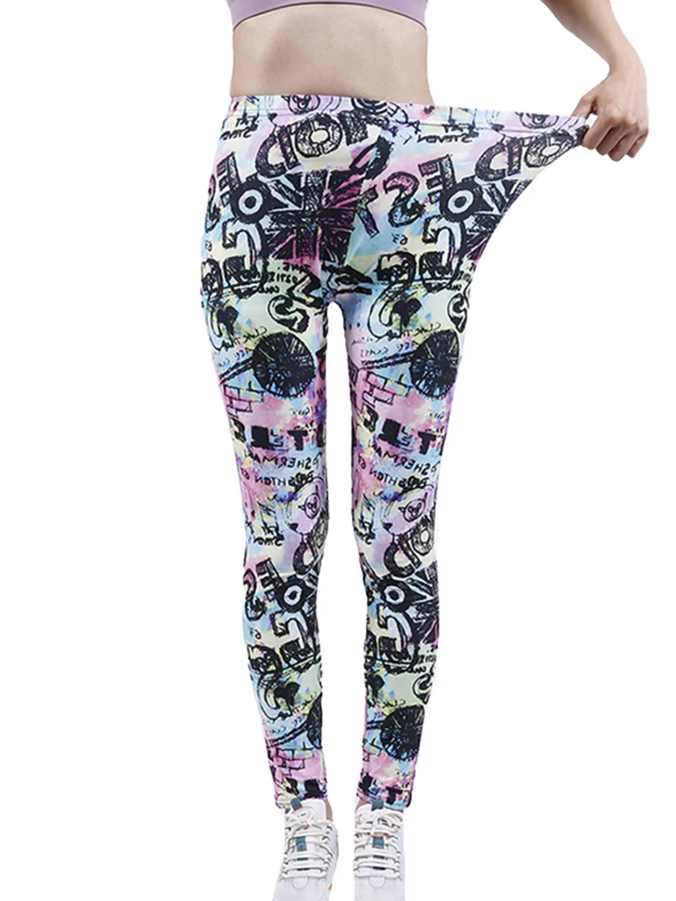 CUHAKCI Fashion Women Leggings Beautiful Leaf Floral Printing High Waist Jeggings Stretch Pant Sexy Hot Sale Clothing Mujer