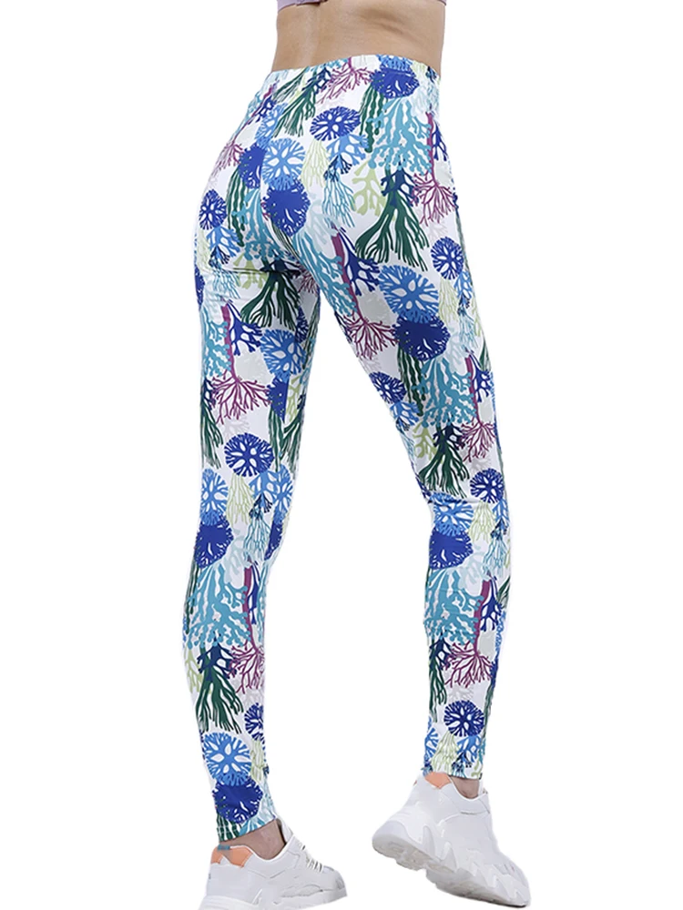 CUHAKCI Fashion Women Leggings Beautiful Leaf Floral Printing High Waist Jeggings Stretch Pant Sexy Hot Sale Clothing Mujer