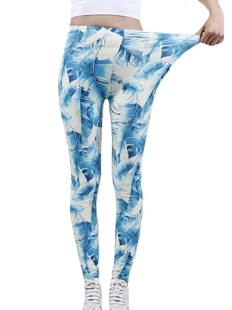 CUHAKCI Fashion Women Leggings Beautiful Leaf Floral Printing High Waist Jeggings Stretch Pant Sexy Hot Sale Clothing Mujer