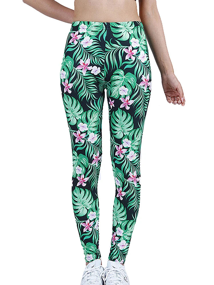 CUHAKCI Fashion Women Leggings Beautiful Leaf Floral Printing High Waist Jeggings Stretch Pant Sexy Hot Sale Clothing Mujer