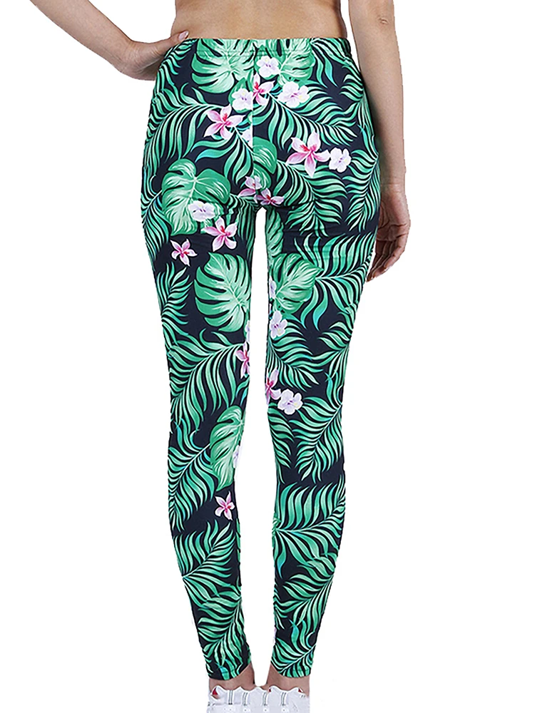 CUHAKCI Fashion Women Leggings Beautiful Leaf Floral Printing High Waist Jeggings Stretch Pant Sexy Hot Sale Clothing Mujer