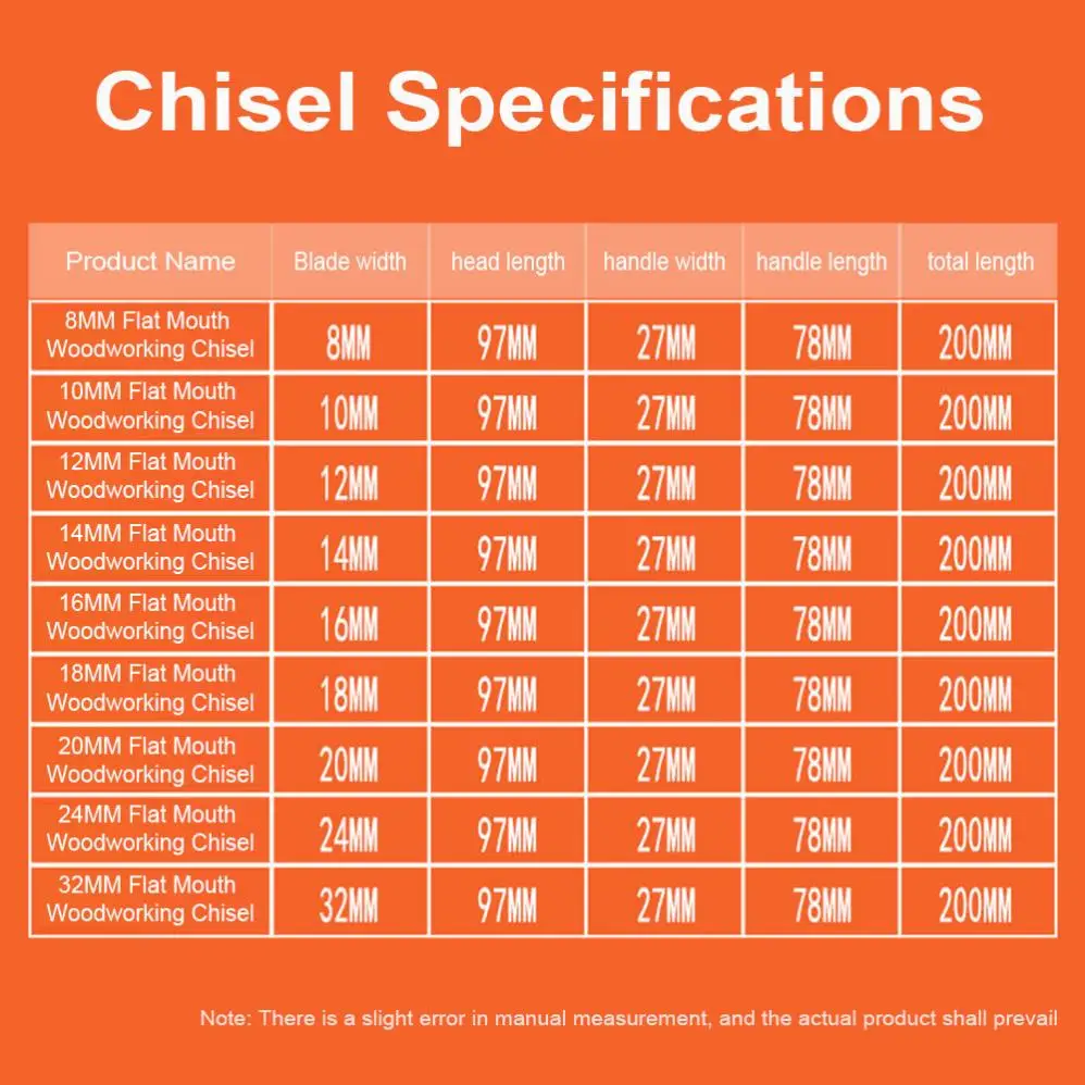 1pc Professional Wood Chisel Steel Woodworking Cutter Carving Chisel DIY Carpenter Tools Carving Flat Shovel Hand Tool