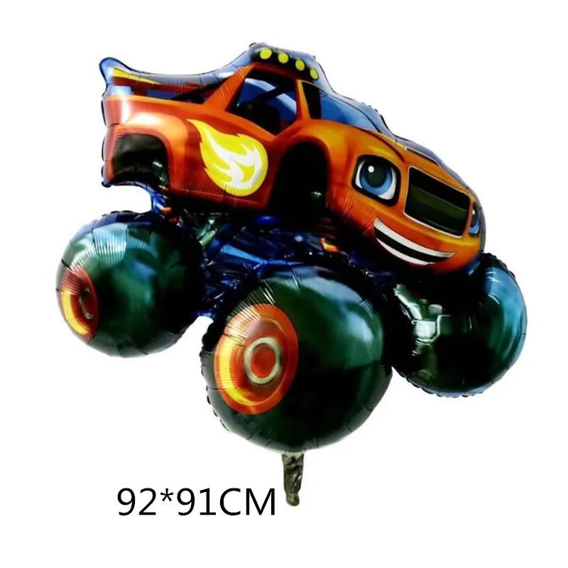 NEW Cartoon Monster Big Wheel Truck Theme Birthday Party Decoration Latex Aluminum Digital Balloon Baby Shower Boy Gift