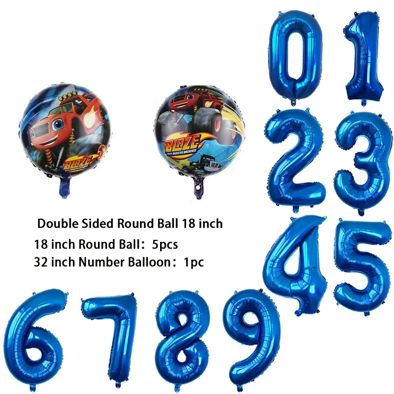 NEW Cartoon Monster Big Wheel Truck Theme Birthday Party Decoration Latex Aluminum Digital Balloon Baby Shower Boy Gift