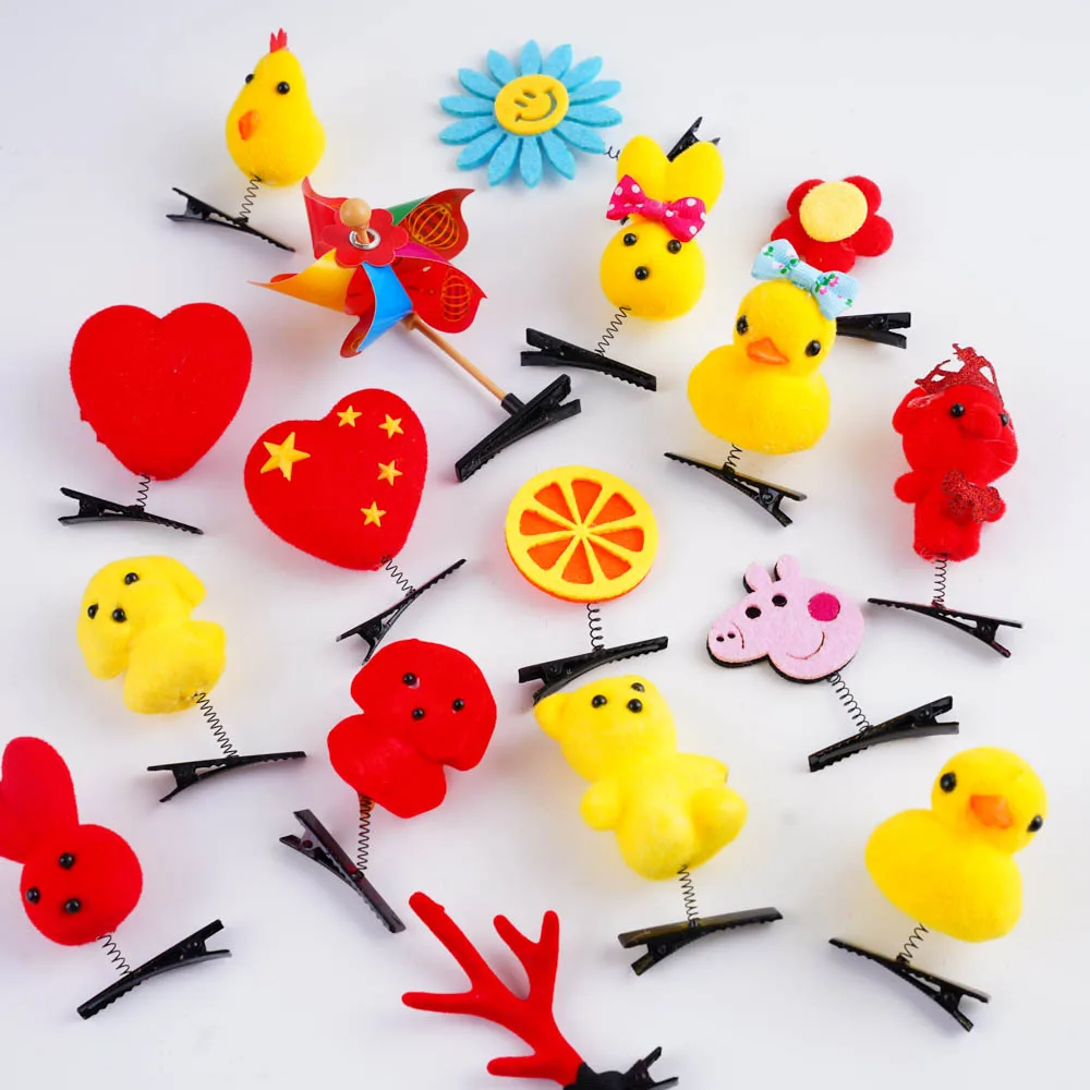 50Pcs/Lot Cartoon Funny Children 3D Little Yellow Duck Plush Hairpin Fashion Animal Duckbill Clip Accessories Headwear Wholesale