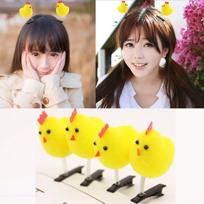 50Pcs/Lot Cartoon Funny Children 3D Little Yellow Duck Plush Hairpin Fashion Animal Duckbill Clip Accessories Headwear Wholesale