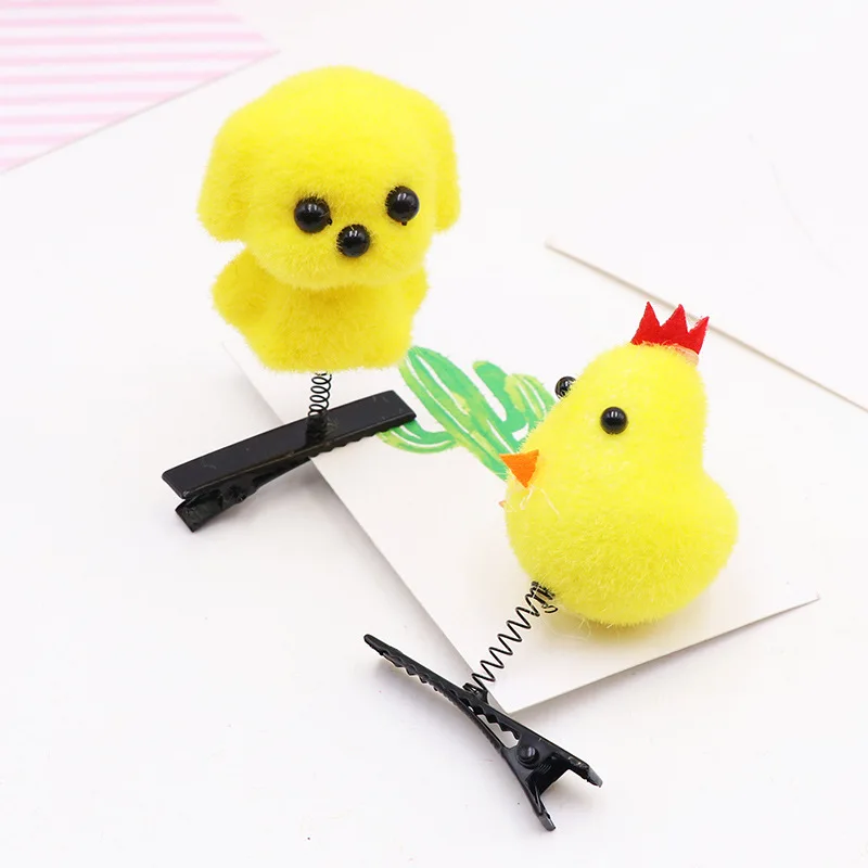 50Pcs/Lot Cartoon Funny Children 3D Little Yellow Duck Plush Hairpin Fashion Animal Duckbill Clip Accessories Headwear Wholesale