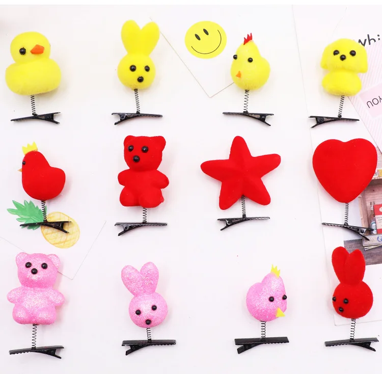 50Pcs/Lot Cartoon Funny Children 3D Little Yellow Duck Plush Hairpin Fashion Animal Duckbill Clip Accessories Headwear Wholesale