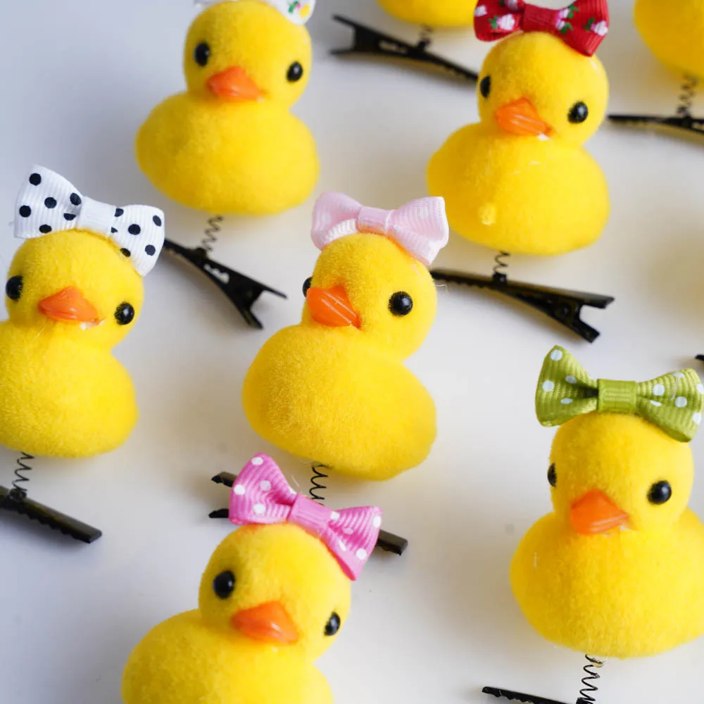 50Pcs/Lot Cartoon Funny Children 3D Little Yellow Duck Plush Hairpin Fashion Animal Duckbill Clip Accessories Headwear Wholesale