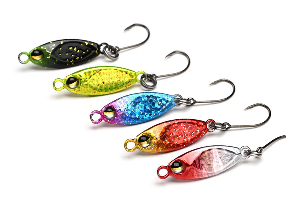 5PCS/LOT Micro Metal Jig Fishing Lure 3g/5g Jigging trout Spoon Saltwater Artificial Bait Fishing Tackle