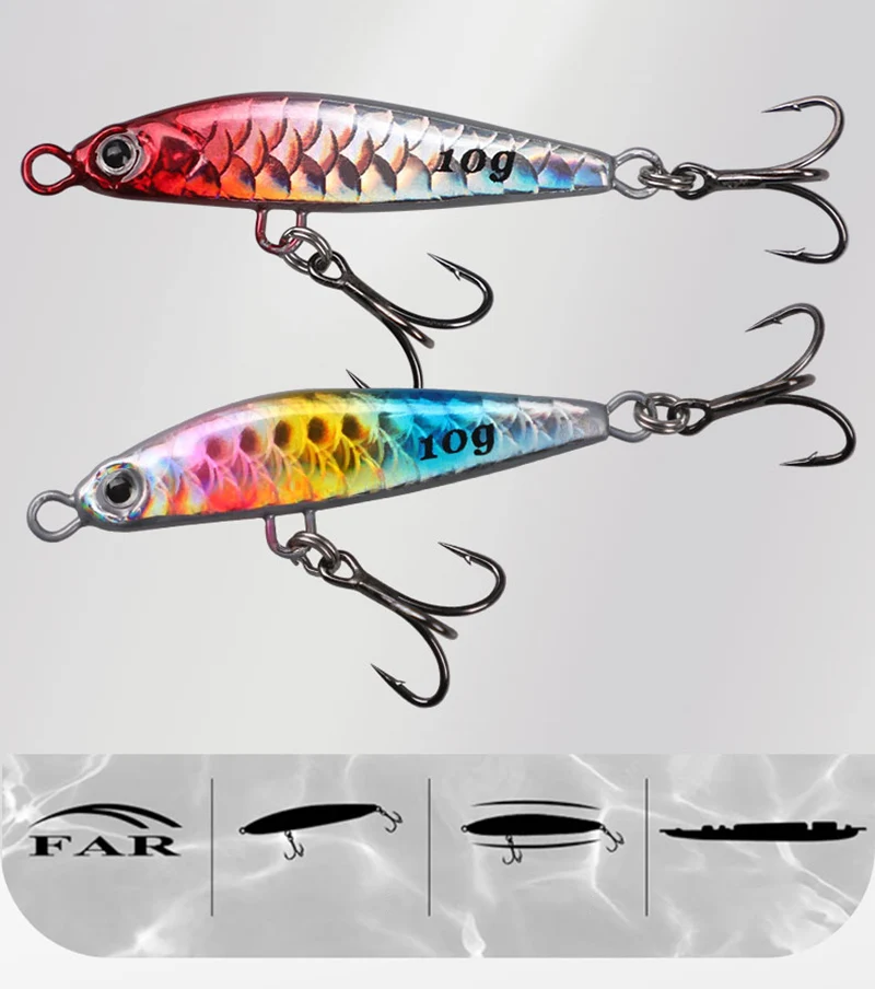 OUTKIT 1Pcs Metal Jigbait Spinning Lure 10g-22g Sea Fishing Bait Trolling Jigging Wobbler Laser Cover Drager SinKing Pencil