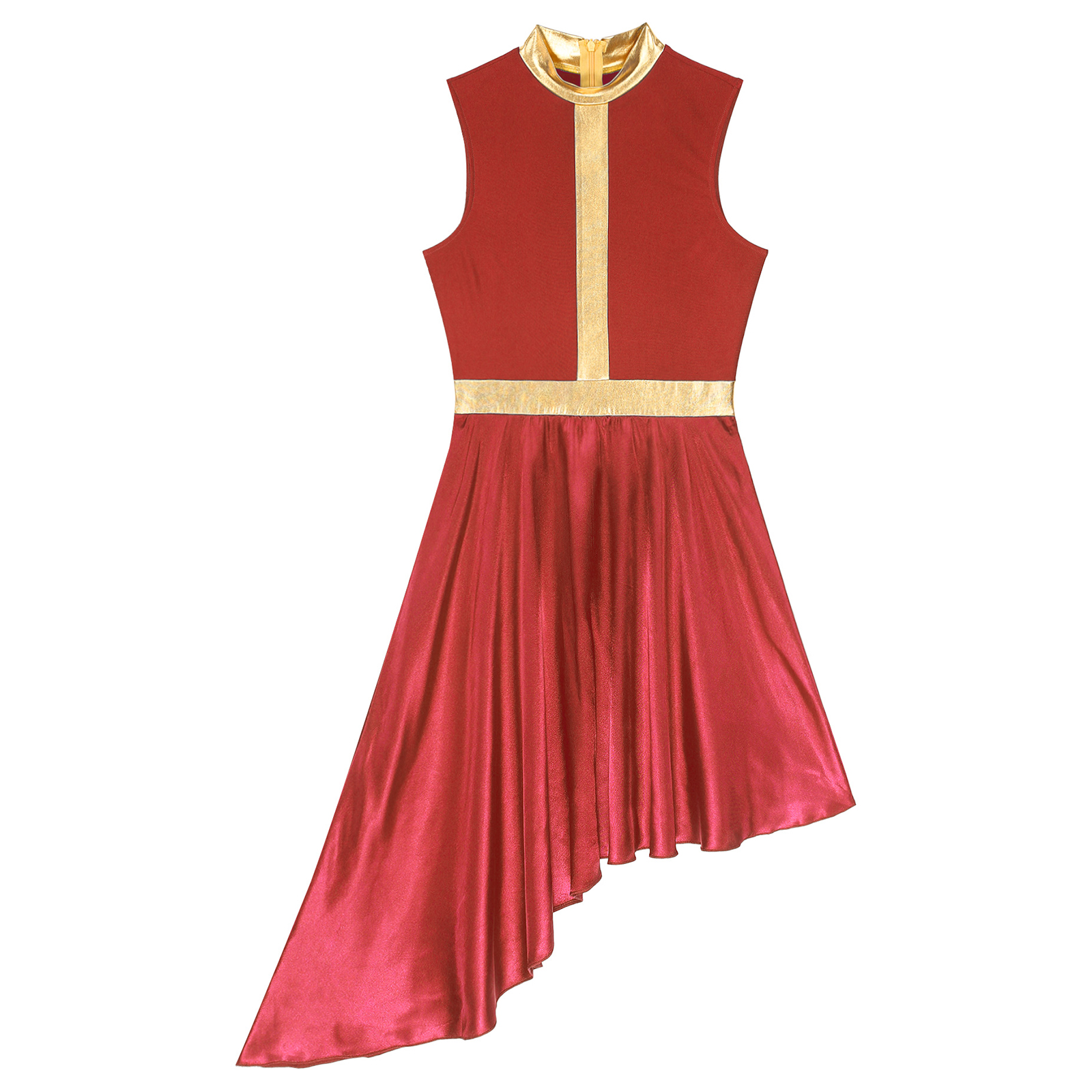 Womens Lyrical Dance Dress Modern Contemporary Ballet Costume Sleeveless Mesh Tulle High Low Skirt Praise Liturgic Dancewear