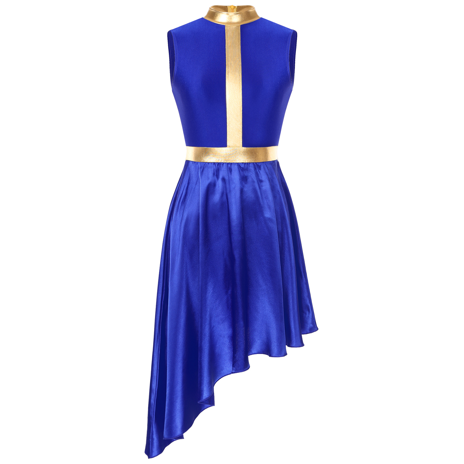 Womens Lyrical Dance Dress Modern Contemporary Ballet Costume Sleeveless Mesh Tulle High Low Skirt Praise Liturgic Dancewear