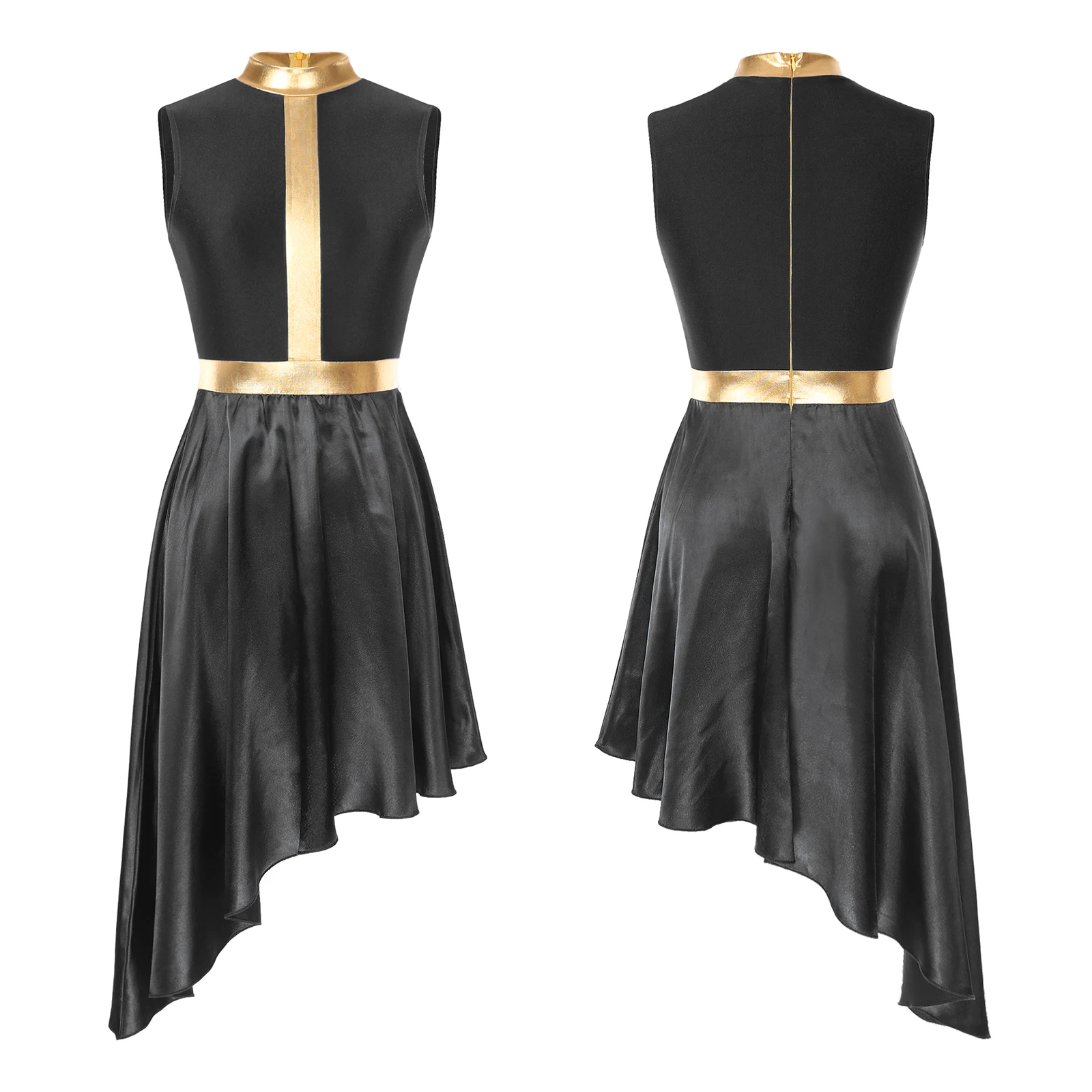Womens Lyrical Dance Dress Modern Contemporary Ballet Costume Sleeveless Mesh Tulle High Low Skirt Praise Liturgic Dancewear