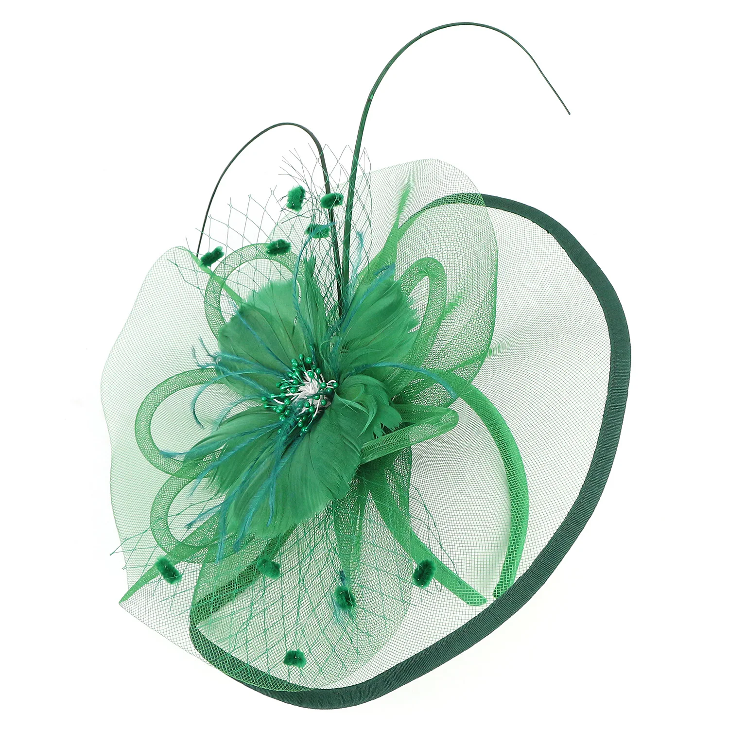 Women Girl Fascinator Hat Alice Headband Hairpin Mesh Hat Feather Cocktail Wedding Kentucky Derby Tea Party Hat Headwear