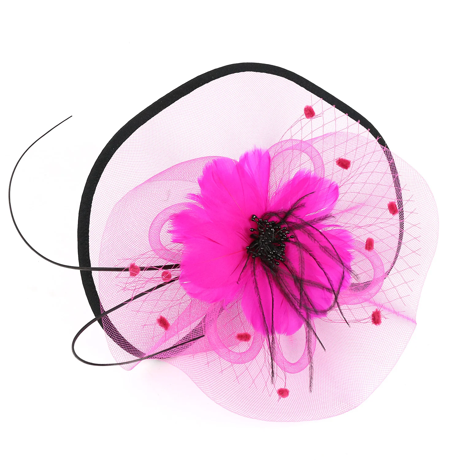 Women Girl Fascinator Hat Alice Headband Hairpin Mesh Hat Feather Cocktail Wedding Kentucky Derby Tea Party Hat Headwear
