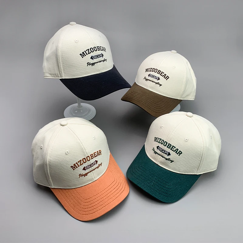 New Streetwear Kpop Embroidery Letter Men Women Baseball Hats Cotton Comfortable Color Matching HipHop Casual Fashion Sport Caps