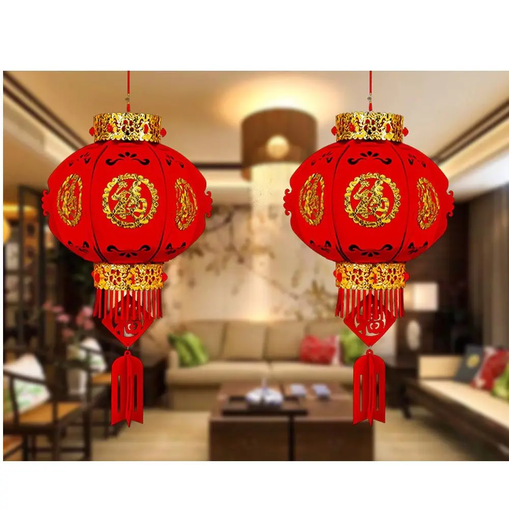 2022 DIY Golden Fu Character Chinese Spring Festival Hanging Ornaments Red Lantern Lantern Festival Chinese New Year
