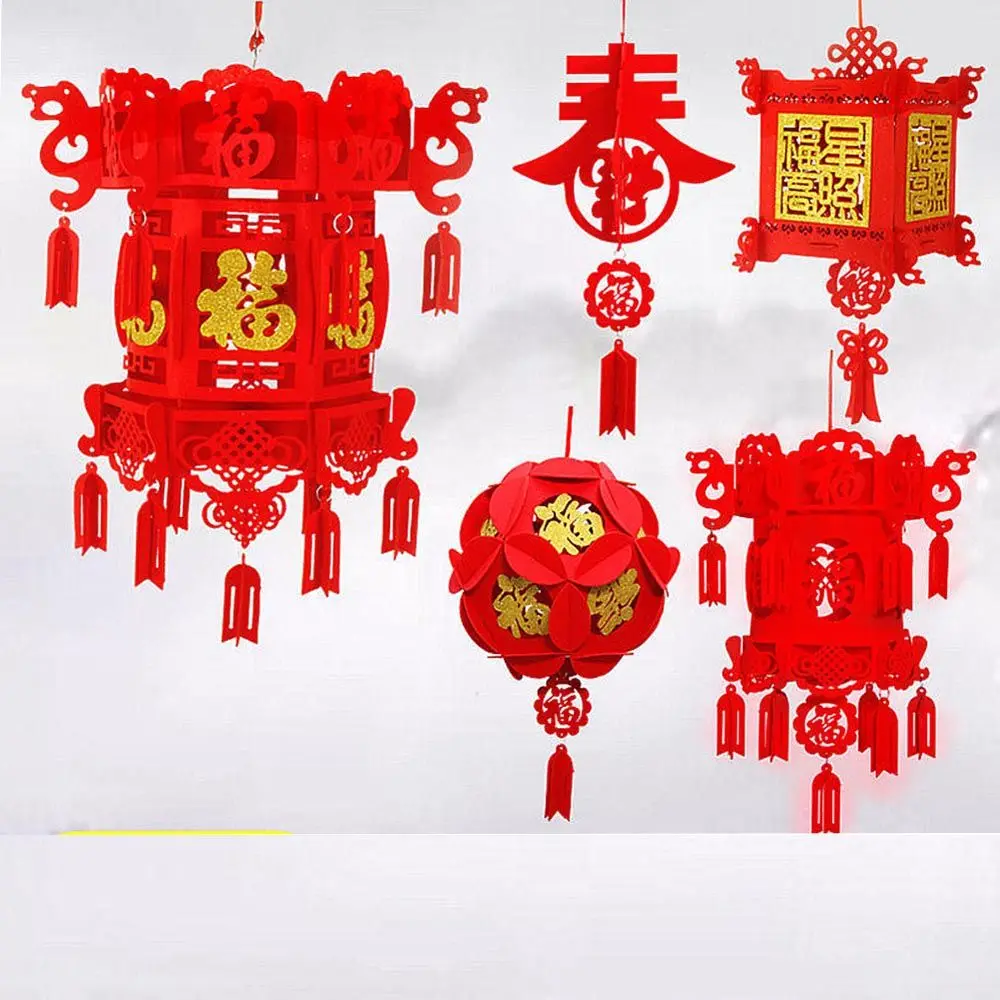 2022 DIY Golden Fu Character Chinese Spring Festival Hanging Ornaments Red Lantern Lantern Festival Chinese New Year