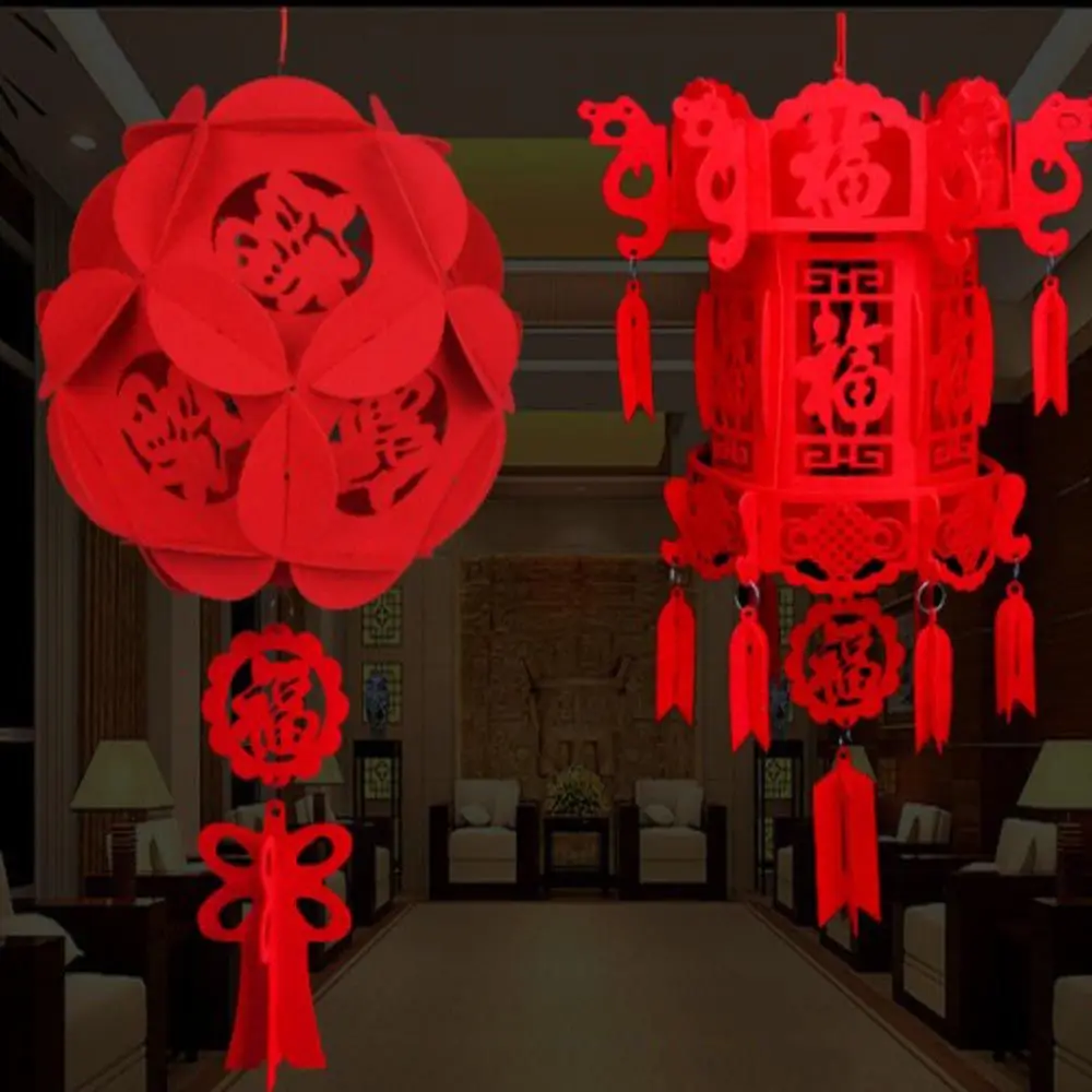 2022 DIY Golden Fu Character Chinese Spring Festival Hanging Ornaments Red Lantern Lantern Festival Chinese New Year