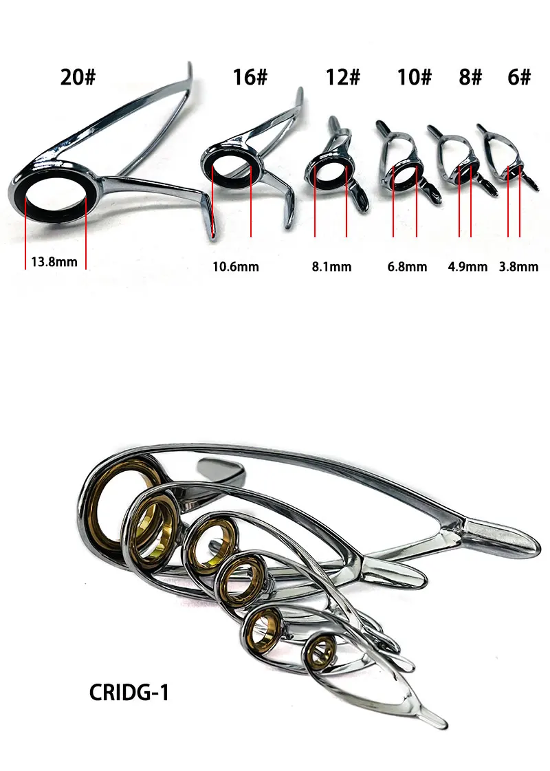 TN11 6PCS Mixed Size Stainless Steel Fishing Rod Guide Repair Kit Guides Eyes Sets Ceramic Ring Fishing Rod Building Repair Kit