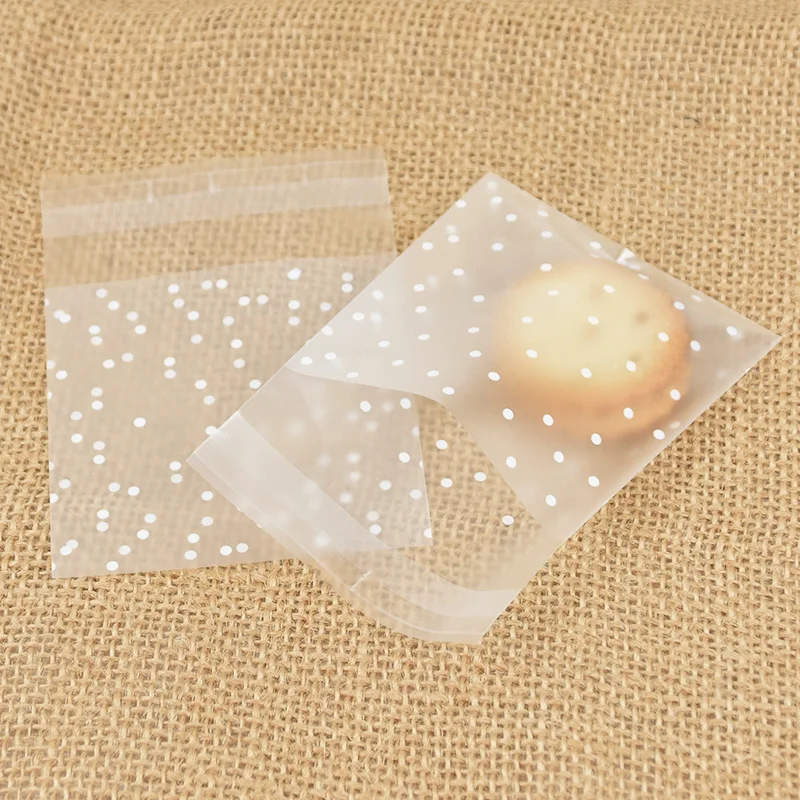 100Pcs Plastic Transparent Dot Candy Cookie Plastic Bags Self-Adhesive For Biscuits Snack Baking Package Kids Gift DIY Storage