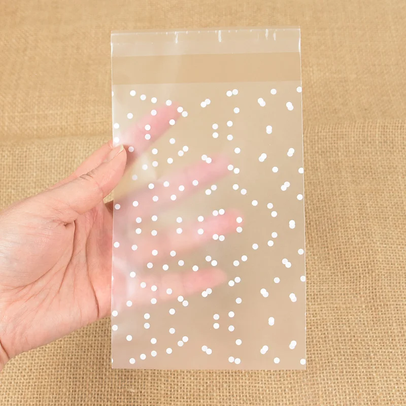 100Pcs Plastic Transparent Dot Candy Cookie Plastic Bags Self-Adhesive For Biscuits Snack Baking Package Kids Gift DIY Storage