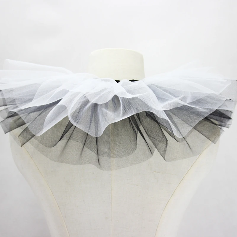 Women Vintage Mesh Neck Ruff Detachable Tulle Ruffle Collar Renaissance Victorian Halloween Cosplay Costume Accessories Clown