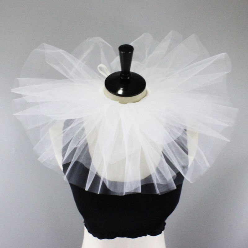 Women Vintage Mesh Neck Ruff Detachable Tulle Ruffle Collar Renaissance Victorian Halloween Cosplay Costume Accessories Clown