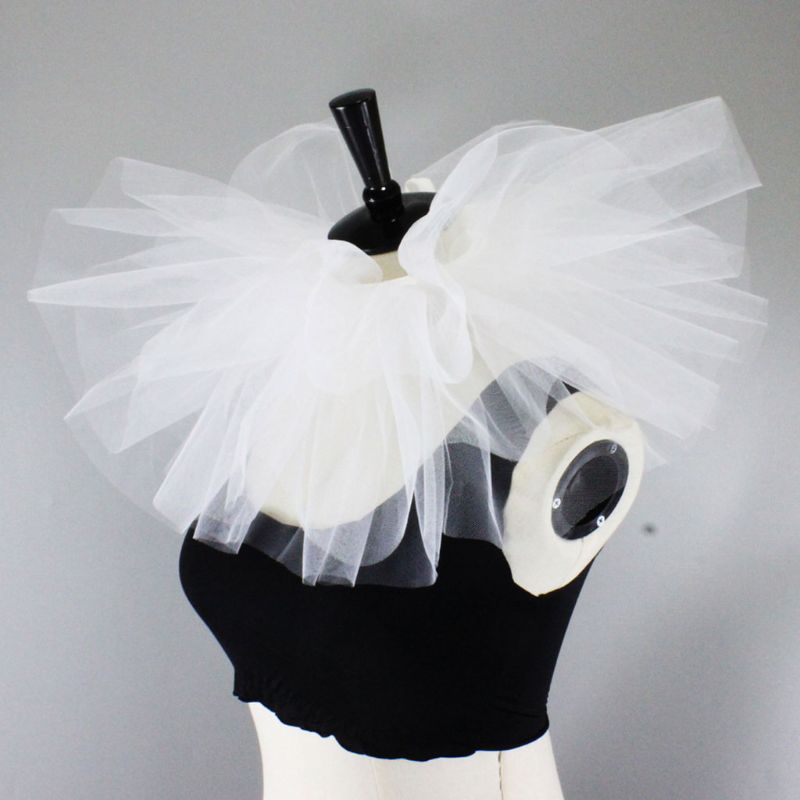 Women Vintage Mesh Neck Ruff Detachable Tulle Ruffle Collar Renaissance Victorian Halloween Cosplay Costume Accessories Clown