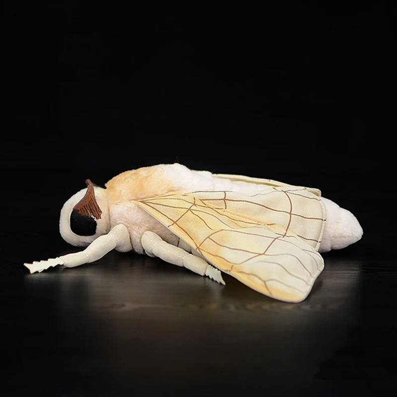 Lifelike Silkworm Moth Plush Toys Soft Insect Rosy Maple Moth Bee Pink Orchid Mantis Beetle Stuffed Animals Toy Gifts
