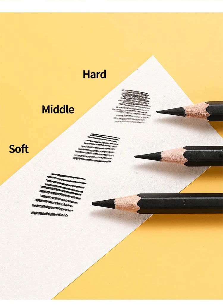 Black Sketch Pencil Professional Wood Drawing Pencil H/2H/3H/4H/5H/6H/HB 2/3/4/5/6/8/10/12B Art Stationery Supplies 12Pcs