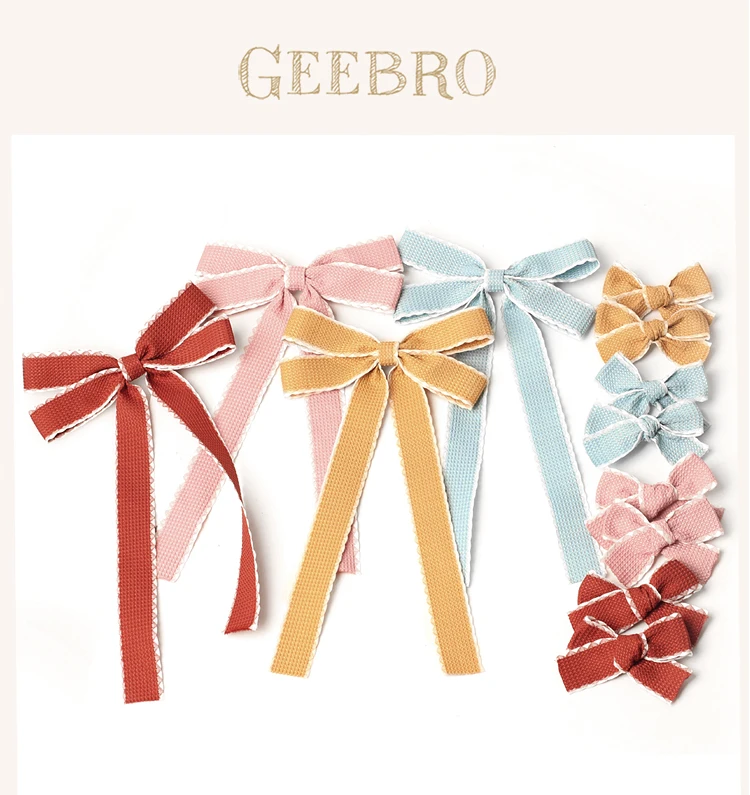 Girls Baby Solid Ribbon Hair Clips Headbands Children Fashion Casual Elastic Dressy Lacy Cute Bows Hairpin Hair Accessories